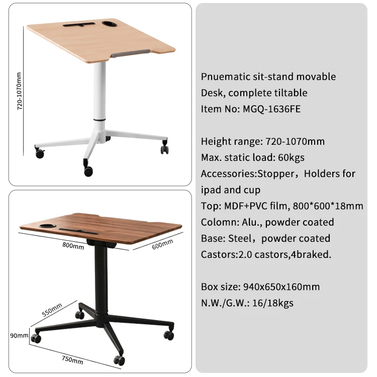 Height Adjustment Laptop Workstation Mobile Sitting Standing Writing Painting Desk Computer Table for Home Office