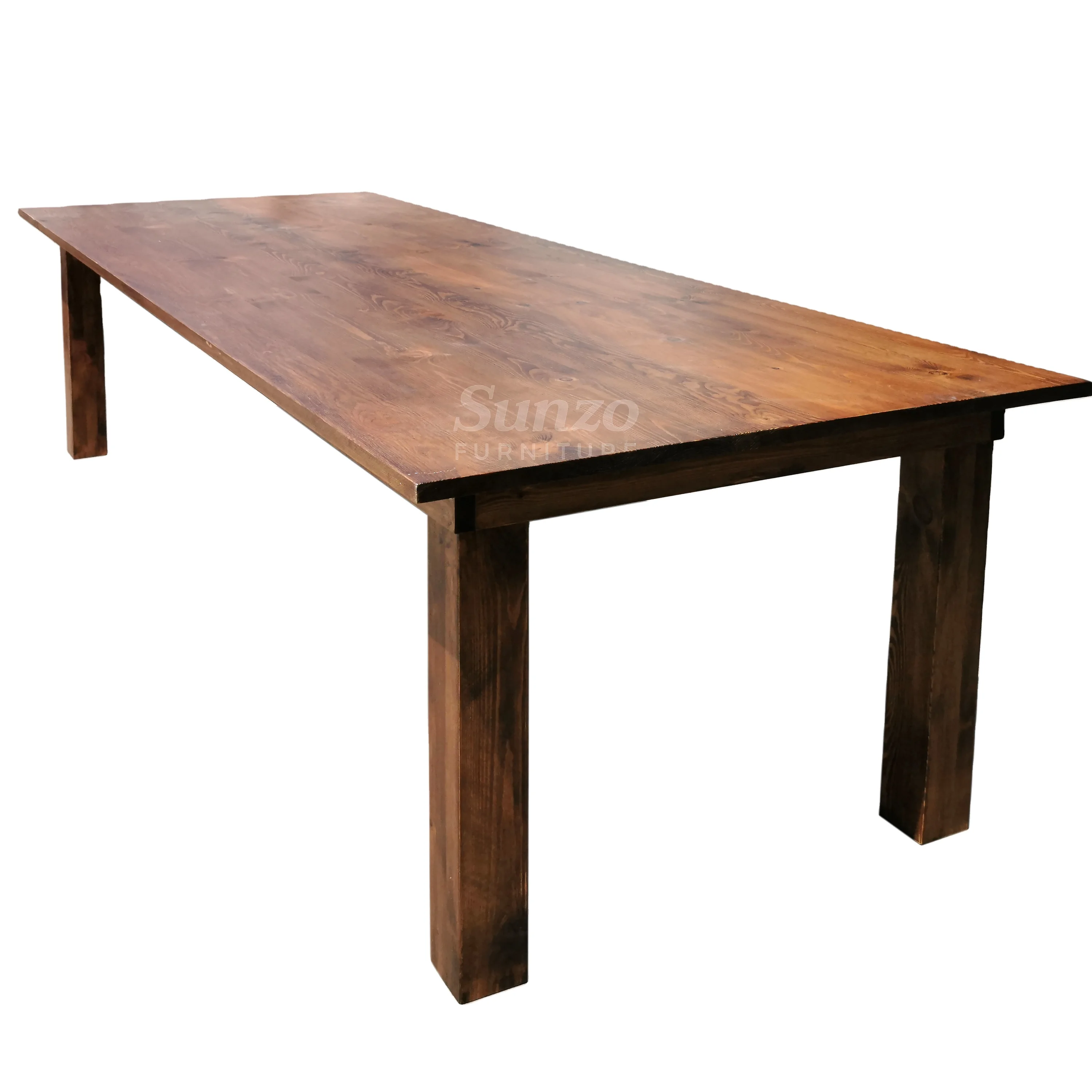 Modern Luxury Antique Pine Wood Farm Table Set Folded Design Metal Iron Wedding Dining Party Kitchen Bar Living Room Use Events