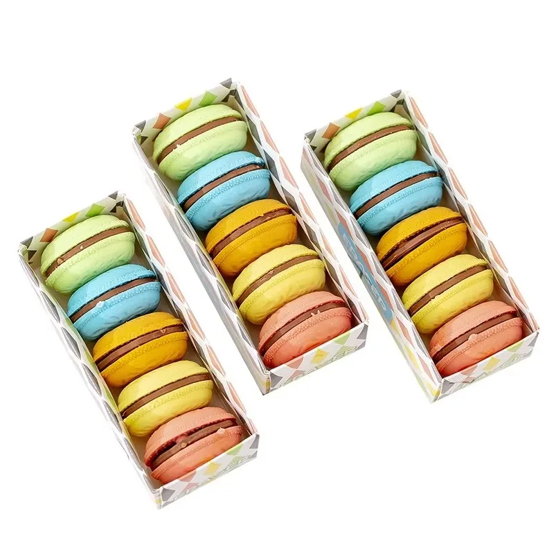 Wholesale Cute Colorful Dessert-Shaped Pencil Eraser Creative Cartoon Macarons Design Office Eraser Students Children Stationery