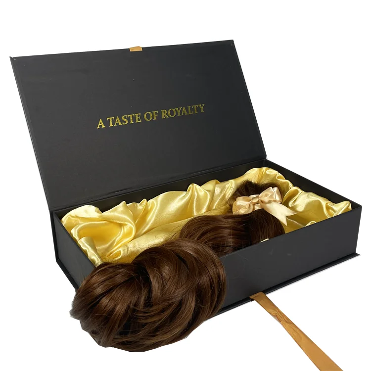 Custom Logo Design Wig Virgin Bundle Hair Boxes Weave Extension Packaging Rigid Cardboard Paper Gift Boxes with Ribbon