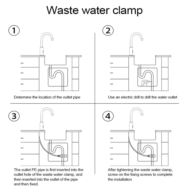 40 MM Pipe Drain Water Clamp for RO System Filter Parts Kitchen