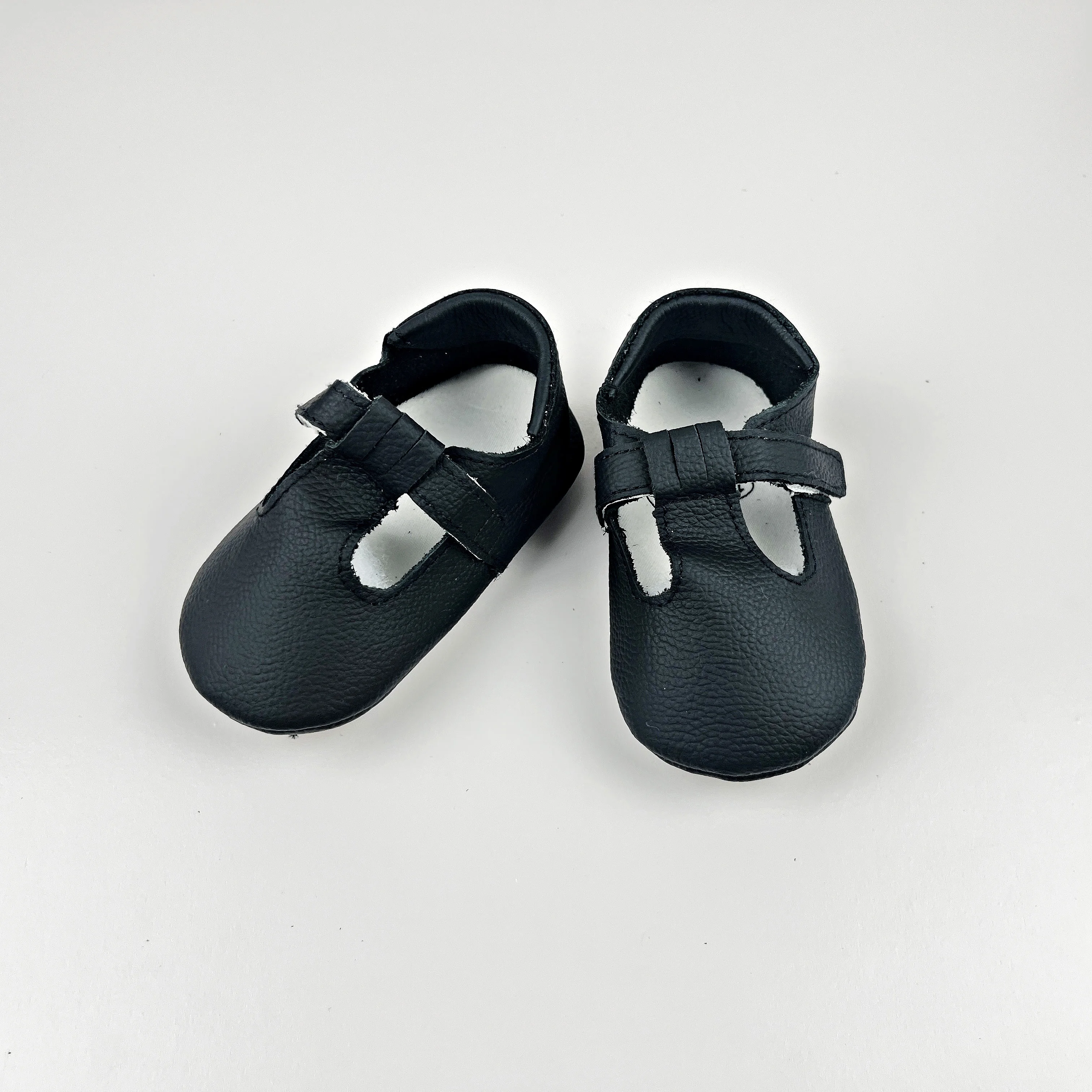 Bede Wholesale black Leather Baby t shoes Baby Walking Mary Jane shoes