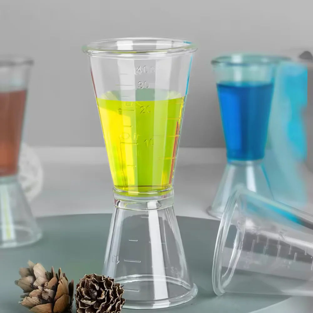 Transparent 20 40ml Double Jigger Bartender Measuring Cup  Resin Double Cocktail PC Plastic Jigger for whisky vodka