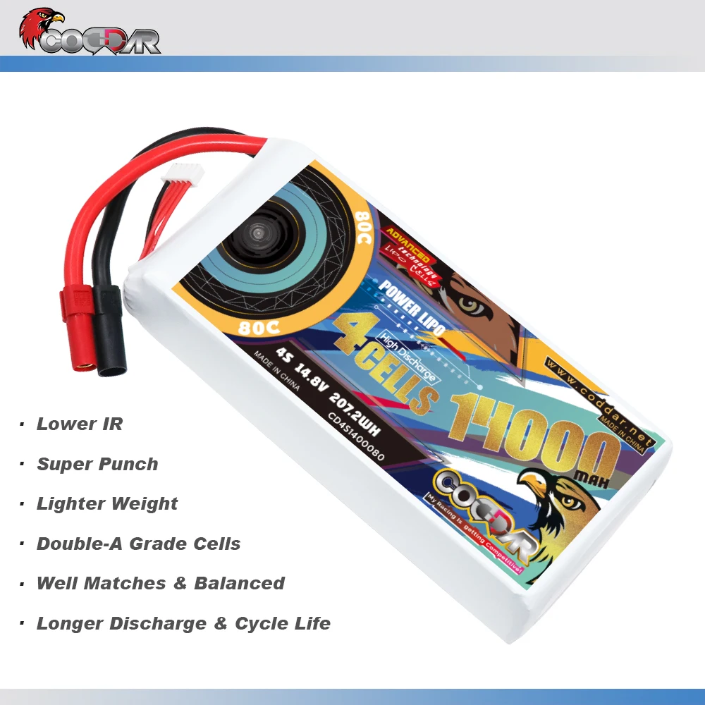 CODDAR 4S 14000MAH 14.8V 80C XT150 Connector RC LiPo Battery Large Scale Drone Agriculture Quadcopter Race Car Truck Buggy