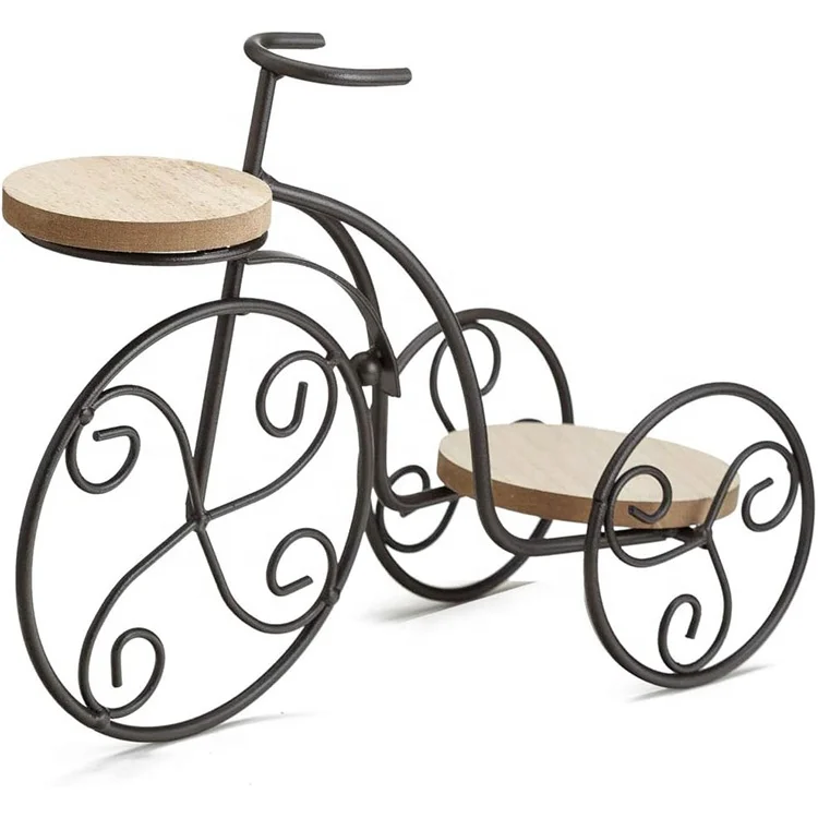 2-Plant Metal Wire Flower Pot  Planter Iron Bicycle Plant Stand for Patio Office Balcony Decor