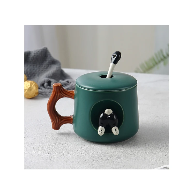 Cartoon Mug Cute 3D Husky Shiba Inu Huskie With Lid Spoon Gift Brew Milk Tea Couple Drinking Water Coffee Cup