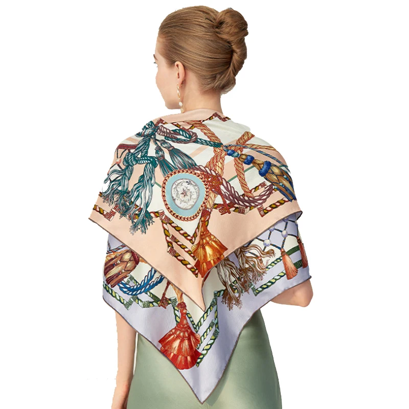 Factory Direct Luxury Custom Designs Bandana Printing Head Scarves Twill Silk Scarf