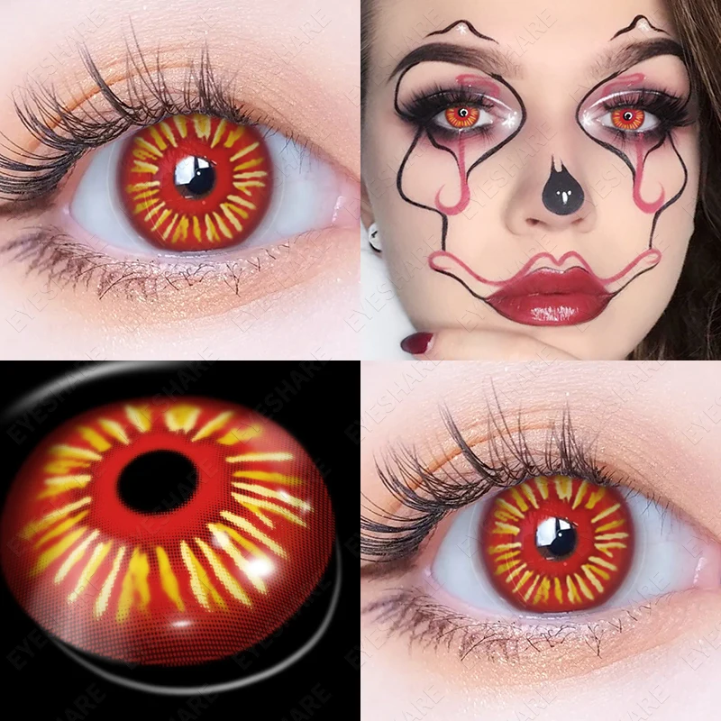 EYESHARE Chinese Characters Crazy Eye Color Lens Wholesale Halloween Cosplay Cosmetic Contact Lenses Colored Lenses for Eyes