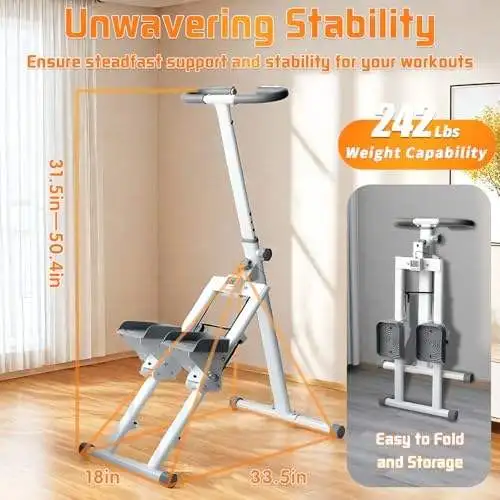 Adjustable Handlebar Pedals Foldable Home Workout Exercise Machine Electric Vertical Climber for Home Use and Stair Climbing