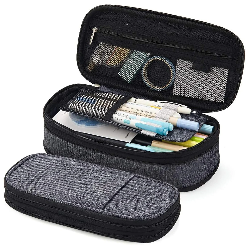 Oxford Cloth Big Capacity Pencil Case Bag Custom Canvas Pencil-Case with handle For School Students