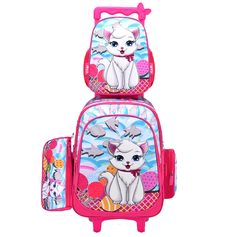 Wholesale 16 inch orignal cartoon character design  trolley school bags with 3 pieces set