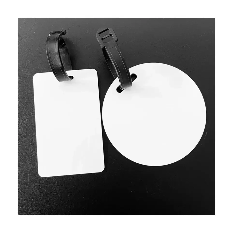 Sublimation Aluminum Luggage Tags Blank White Travel Bag Baggage Tags Blanks with Strap Suitcase Label Tag