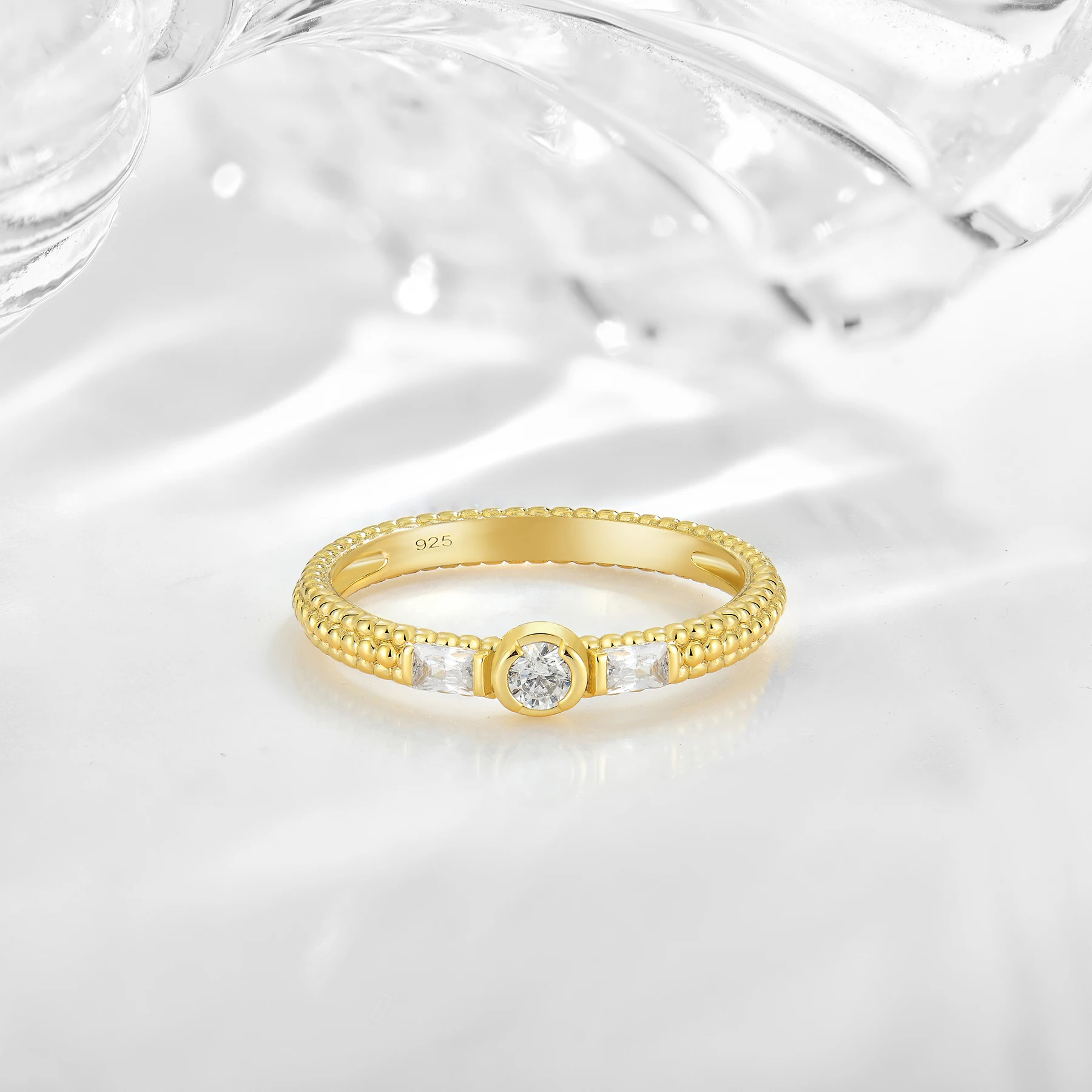 Fine Jewelry INS Style Popular 18k Gold Plated Ring Simple Elegant Women 925 Sterling Silver Wedding Rings