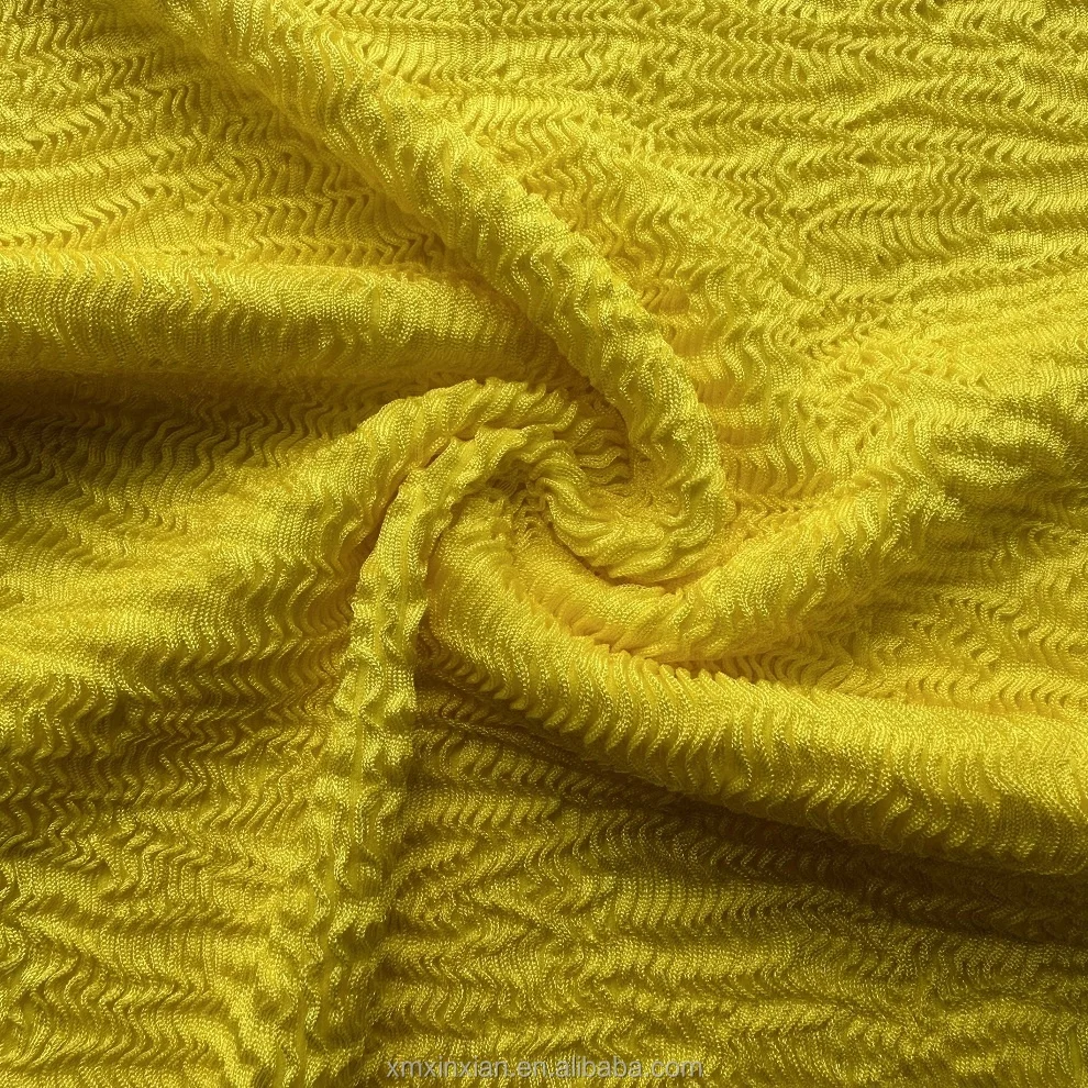 XA3295 new good stretched 400g seersucker crinkle swimwear fabric NO MOQ custom color swimsuit bikini spaghetti fabric