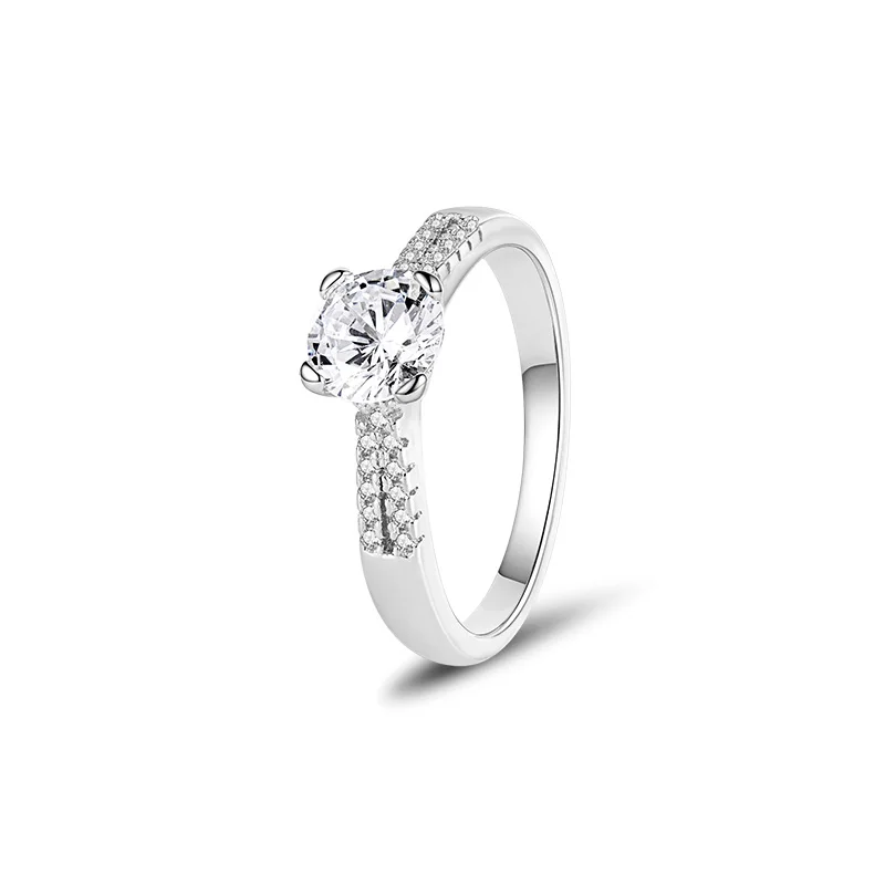925 silver new design creative white zircon halo ring for women
