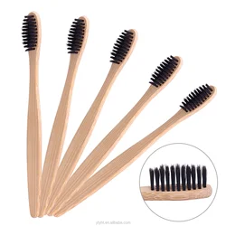 Eco Friendly Bamboo Charcoal Toothbrush Eco- Friendly OEM Customized Logo Bamboo Holder Engraved Logo