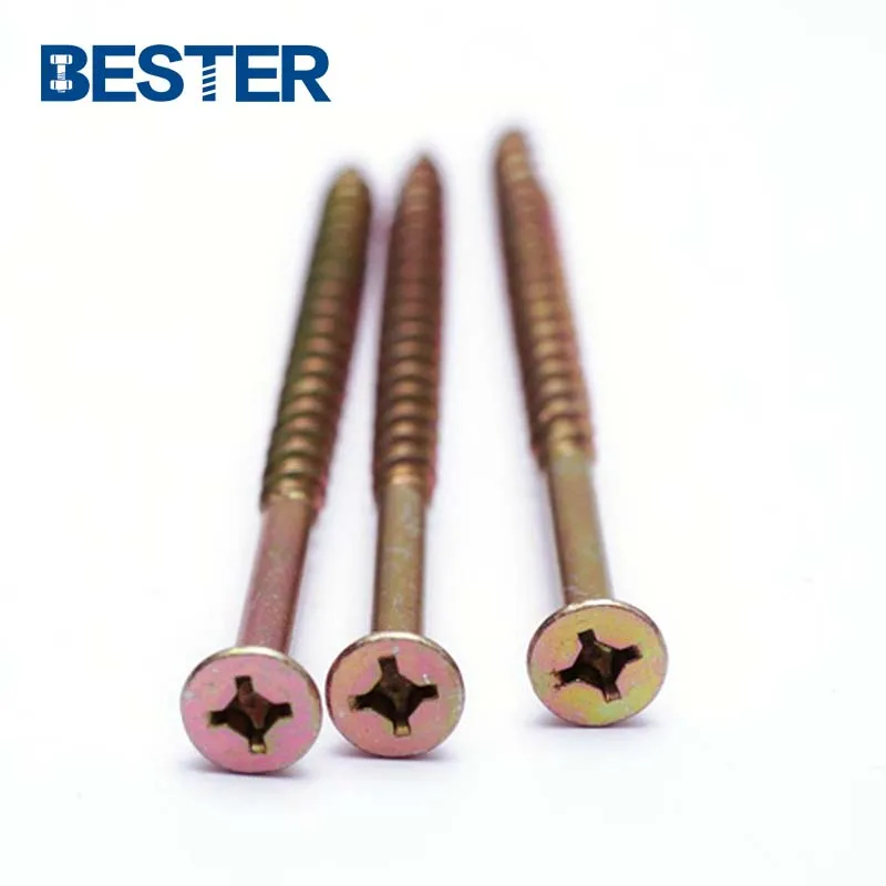 Galvanised single line tornillo type  flat head anti-slip self-tapping chipboard screw