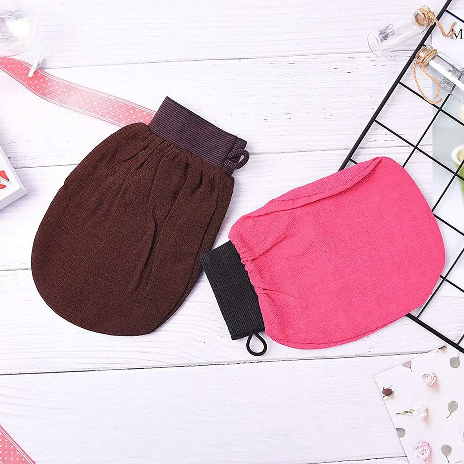 New Arrival Natural Raw Silk Exfoliating Glove Or Viscose Gloves