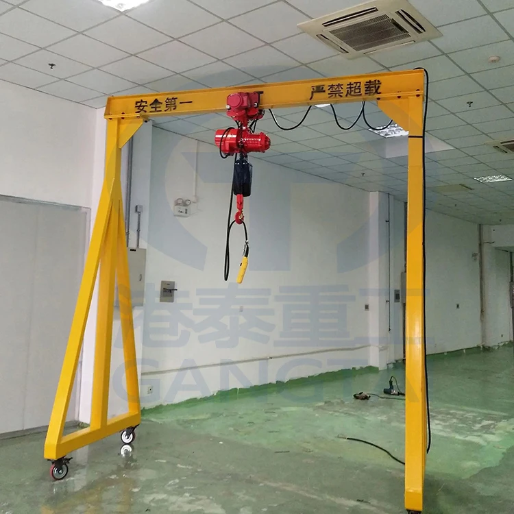 0.5 Foldable for easy portable mini gantry crane 0.5 ton warehouse crane Aluminum hand-pushed gantry
