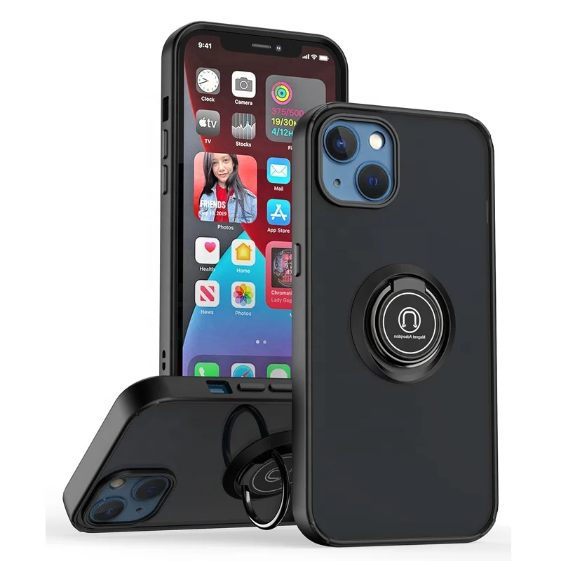 Разноцветный смешанный креативный Чехол для мобильного телефона с металлическим кронштейном с вращающимся на 360 градусов кольцом и магнитной функцией для ip 13