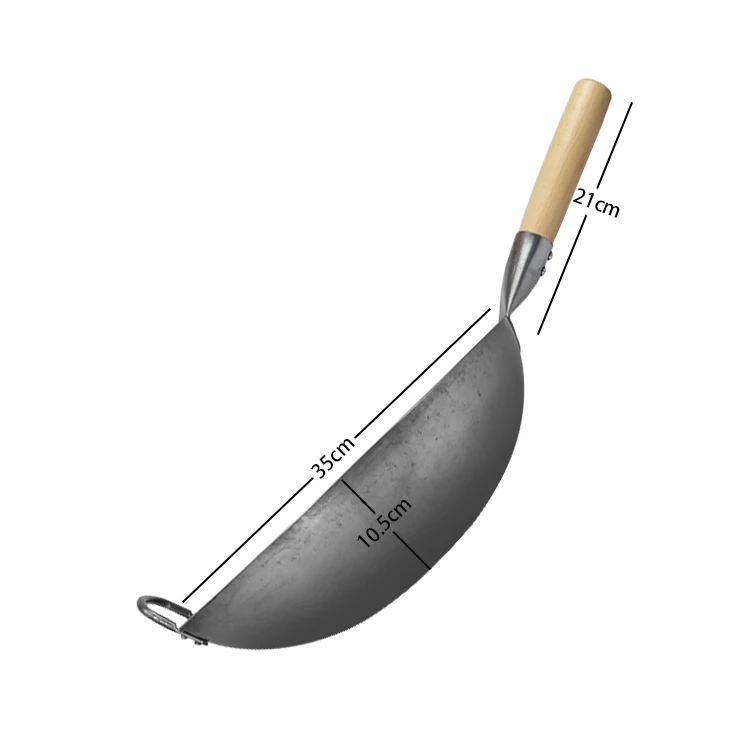 Traditional Chinese Hand made Carbon Steel Wok 2cm Health non-coating Gas Stoves pan wok