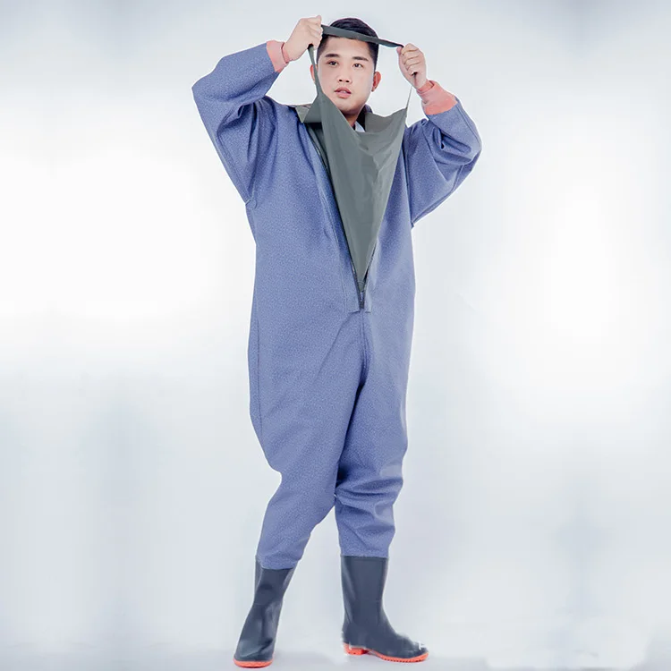 High Quality Thicker PVC Rubber full body waterproof suit one-piece chest waders fishing suit Fishing Waders