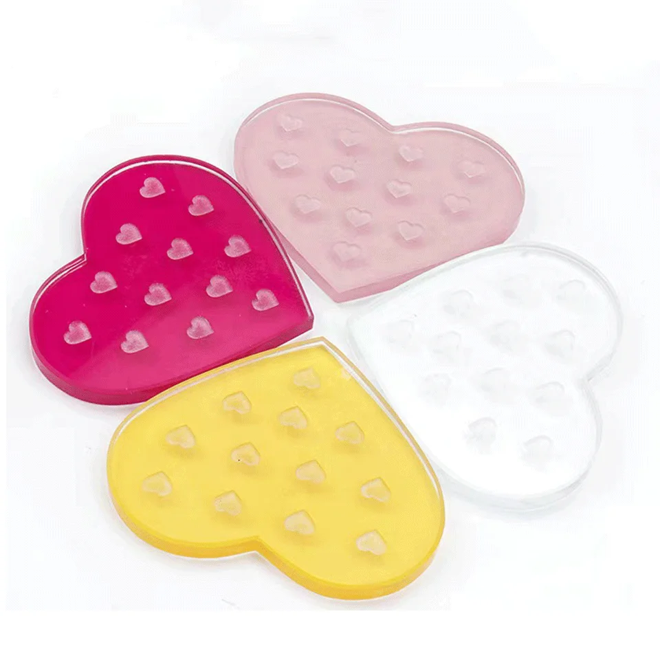 crystal heart shape lash tile Heart Shaped Acrylic Glue Dispensing Table Eyelash Extension Cup holder pink eyelash glue pallet