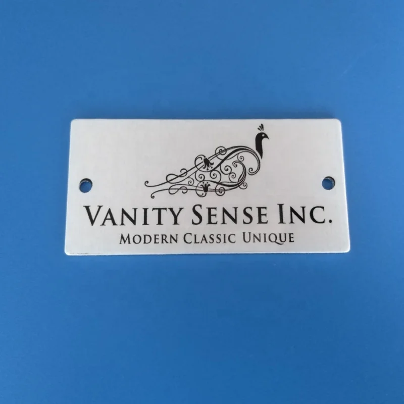 metal stainless steel aluminum alloy label tag nameplate engraved print logo with holes