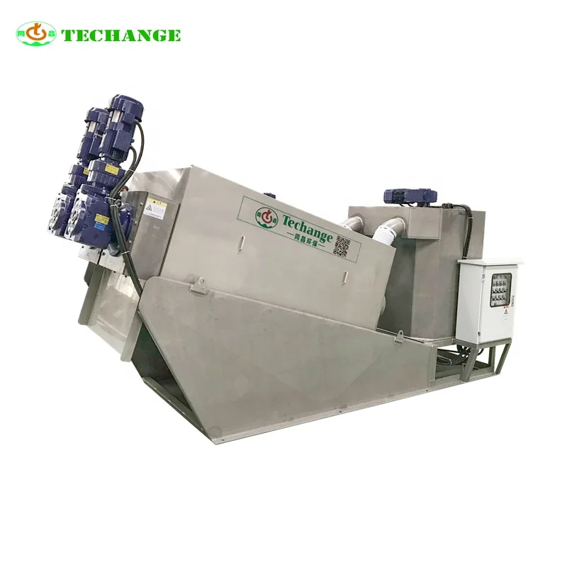 Automatic operation multi-disc screw press for wastewater treatment