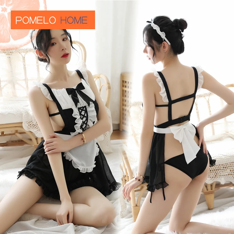 PomeloHome costumesh Кружевной Костюм Горничной для костюмированной вечеринки униформа официанта Сексуальное