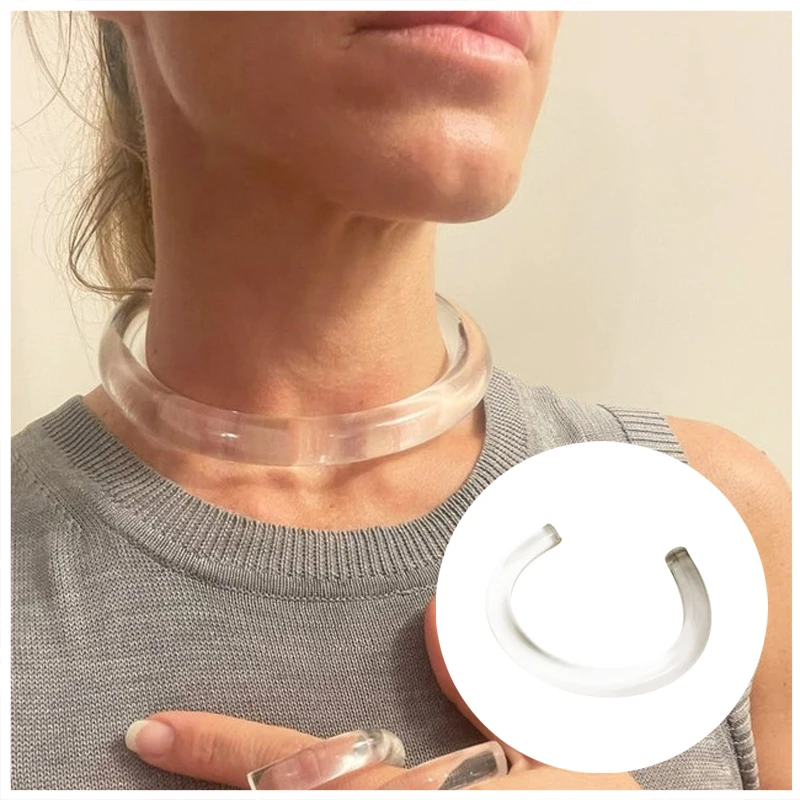 Custom wholesale clear acrylic choker cuff lucite necklace exaggerated resin collar transparent tube choker jewelry