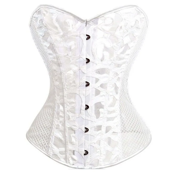 Wholesale Price Black/White Sexy Women Bustier Breathable Slimimg Body Shapwear Mesh Net Corset For Summer Size XS-6XL