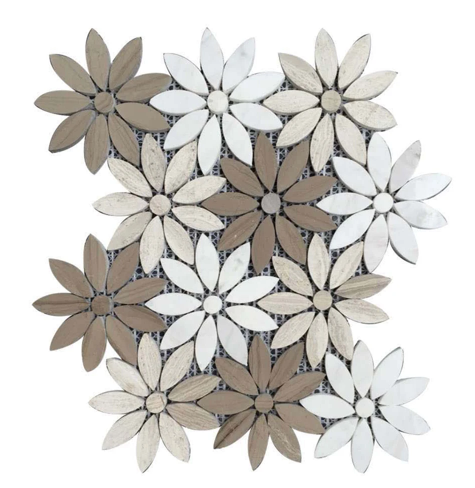 Flower Pattern Marble Flower Marble Mosaic Tile Flower Shape Mosaic Carrara White Glass Mosaic Wall Tile Interior Wall Irregular