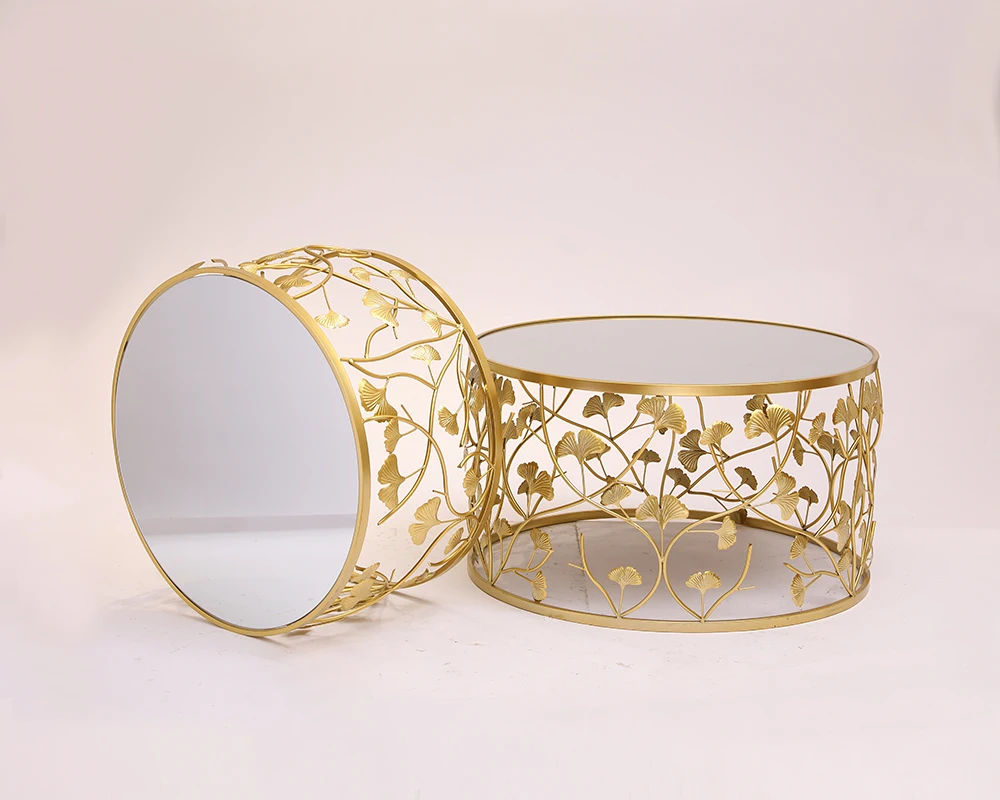 Дизайн зеркала, как опавшие листья золотого круглого железа