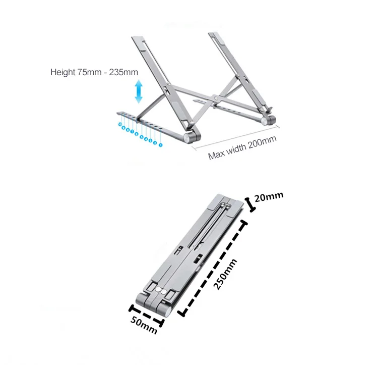 Portable Magic Minimalist Stick PC Laptop Table Stand Modern Creative Folding Metal Slim Notebook Holder