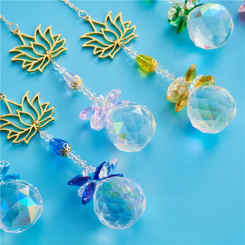 custom DIY home window decoration hanging pendant stained glass crystal ball sun catcher wholesale