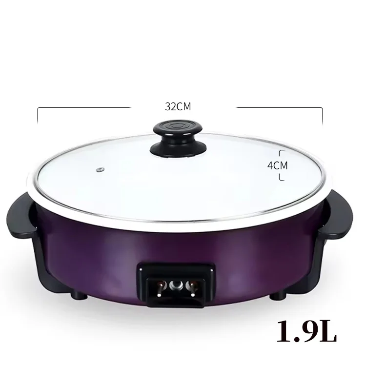 Electric Frying Pan Ceramic Coated Non Stick Pizza Pan Pot Thermostat Control Cookware 1.9L