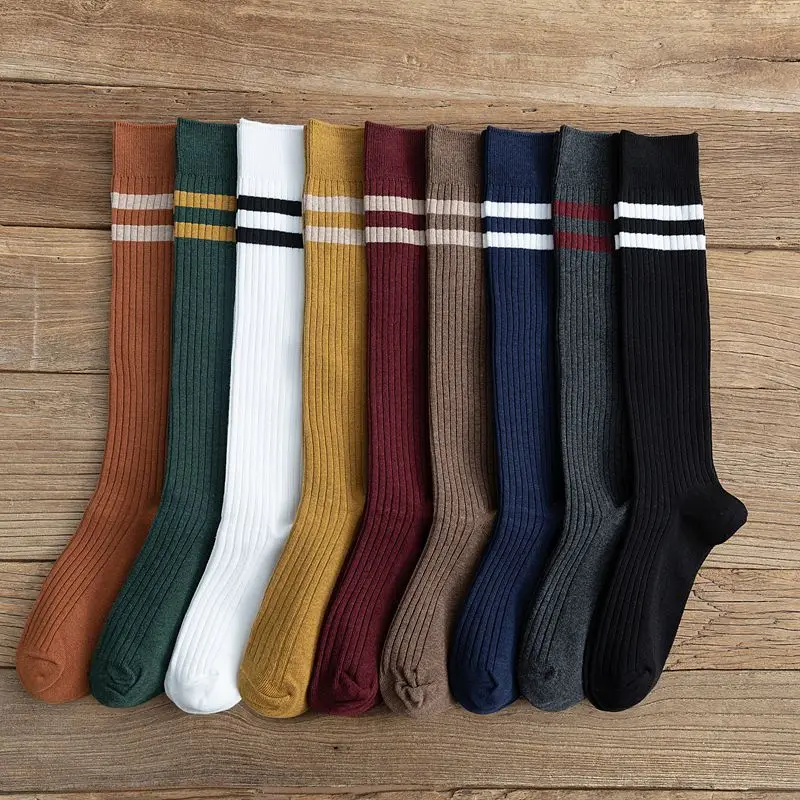 High Quality Ins Fashion Women Knee High Socks Girls Stripe White Uniform School Socks for Girls