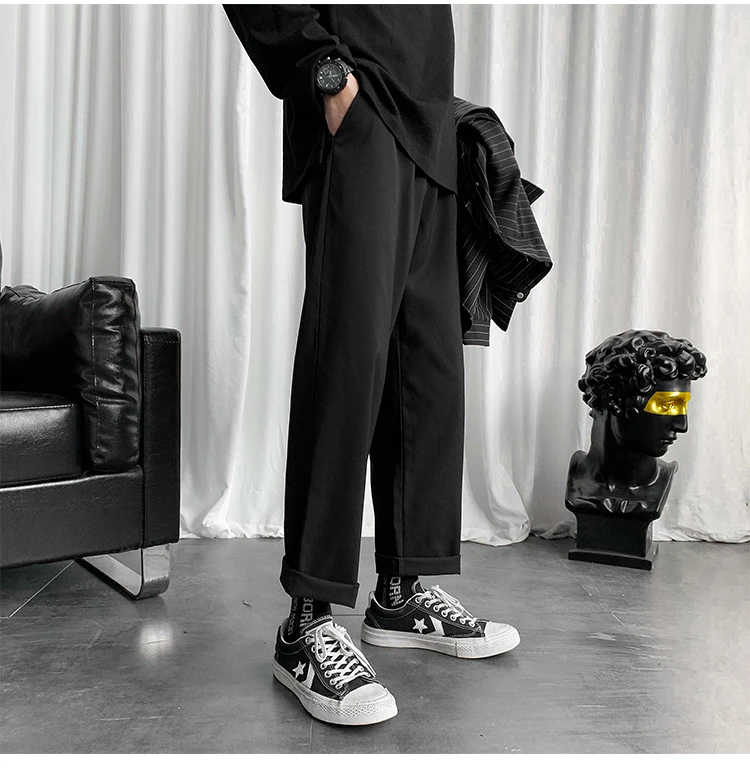 New Black Korean Pants 2021 Japanese Streetwear Casual Suit Pants Trousers Fashion Plus Size 5XL