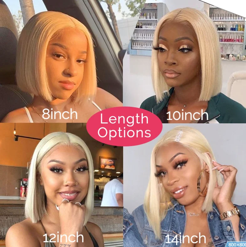 Honey Blonde 613 Short Glueless Full Hd Lace Bob Wig Human Hair Lace Front Closure Human Hair Wigs For Black Women