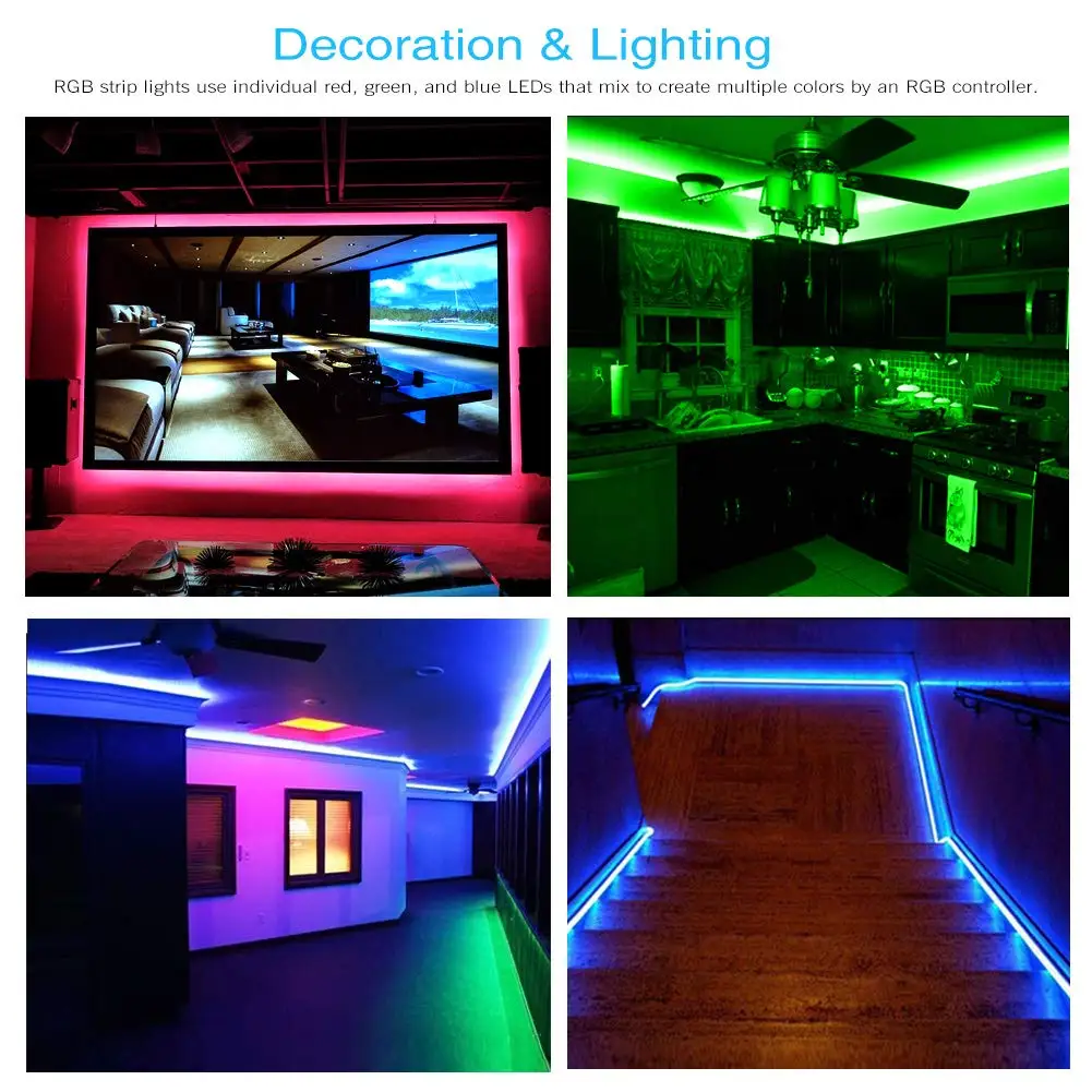 led strips 16.4ft full color app controlled full kit flex voice control waterproof smart rgb led strip light led strip light