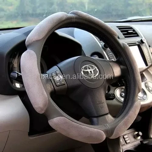 Universal Car Accessories Soft Suede Memory Foam + Anti Slip Leather Car Steering Wheel Cover