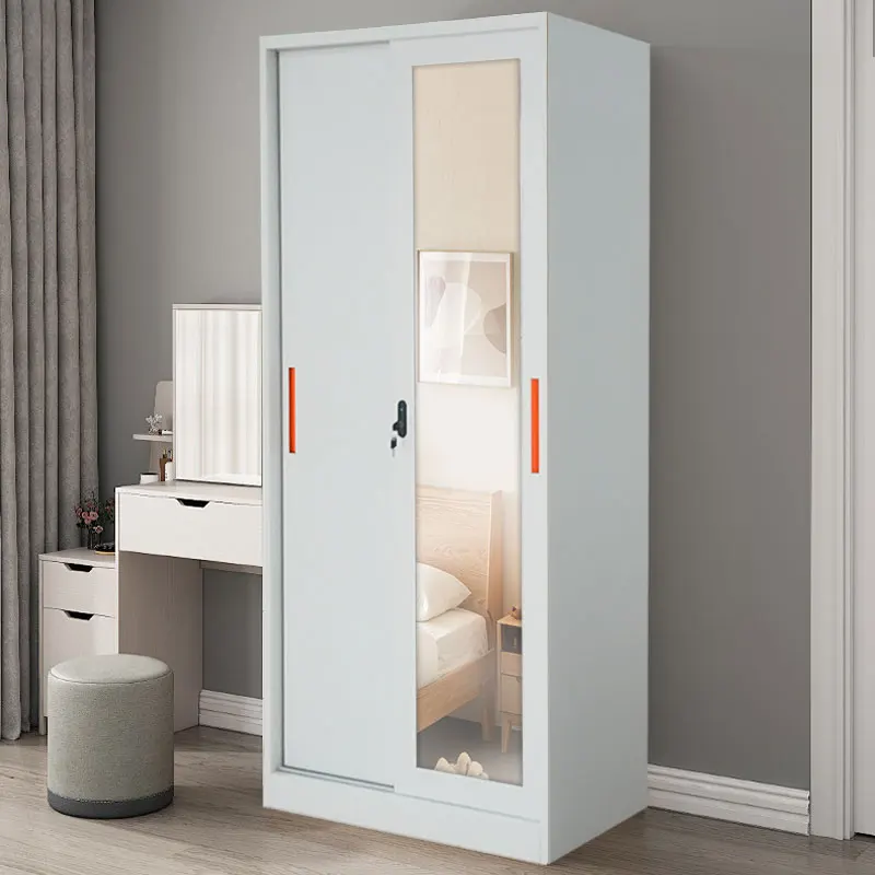 Metal wholesale printed closet iron detachable storage clothes cabinet bedroom 2 door metal almirah modern design wardrobe