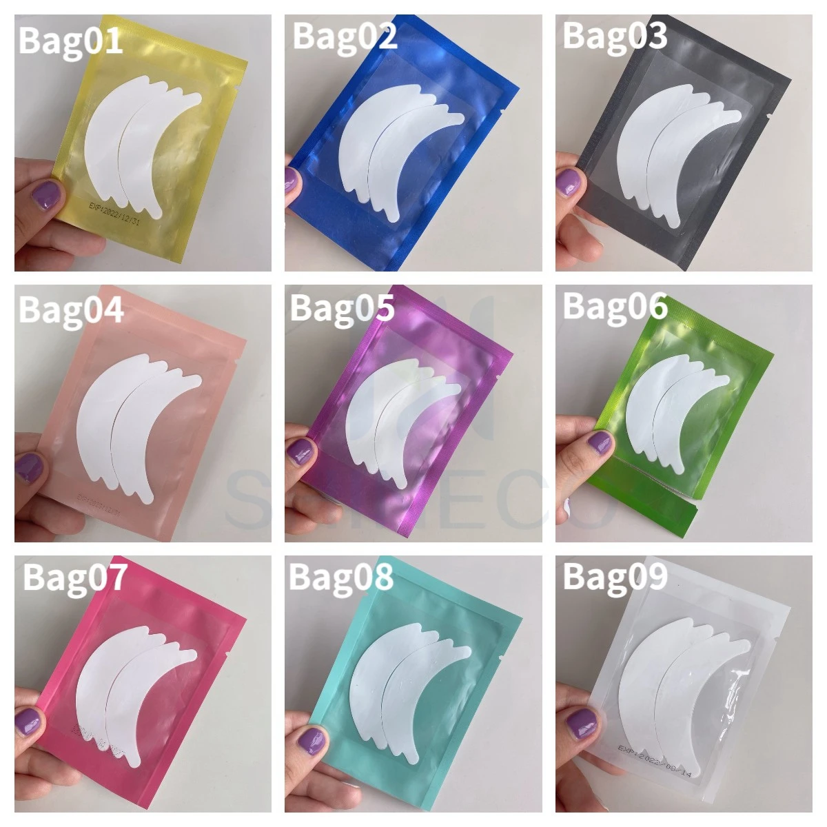 SHINECO bio biogel 3d custom logo label eyelash eyepad lint free thin ultra lashgelpads silicone adhesive under eye patches