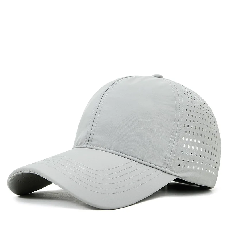 Wholesale Gorras Perforated Nylon Unisex blank soft top Quick drying Laser Hole Ventilated Sports baseball Cap