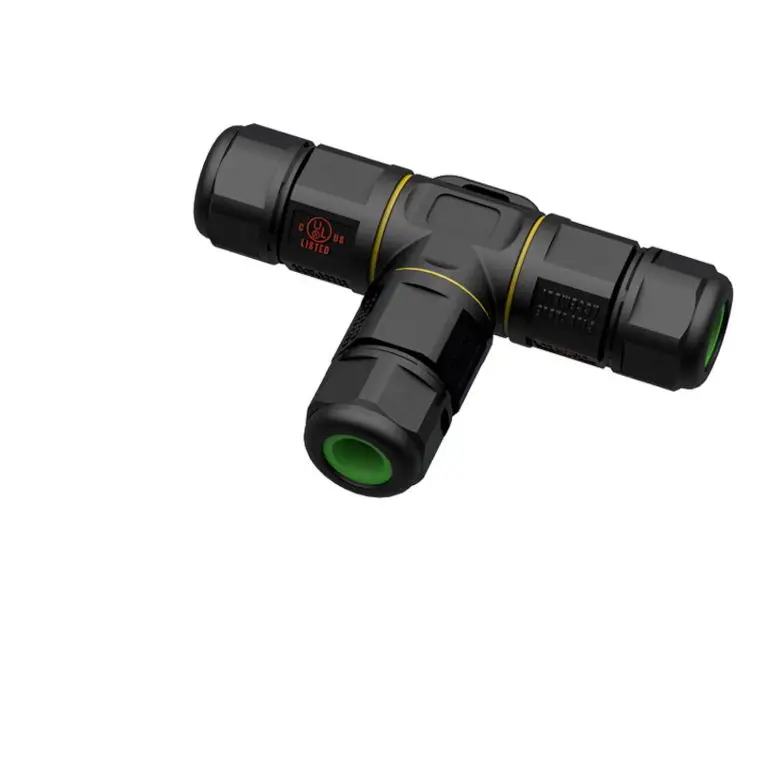 T-shaped 3-way 2pin waterproof connector 2 3 4 Pins 300V 10A IP68 electrical connector
