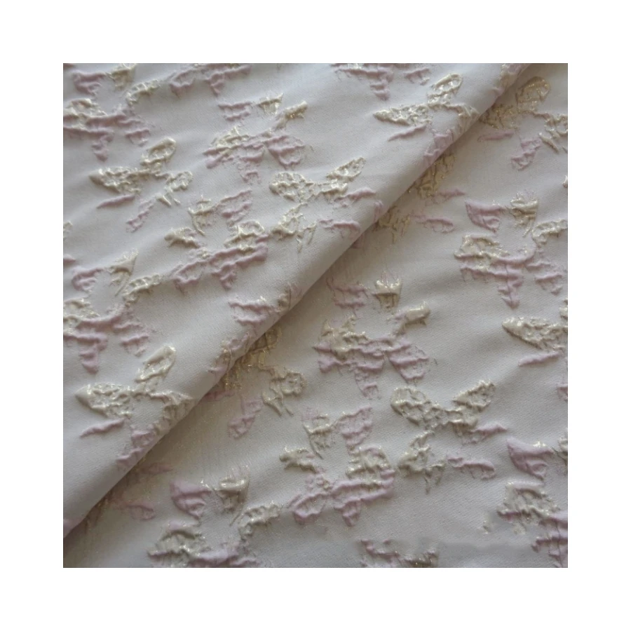 Fresh White Rice Jacquard Fabric with Three-Dimensional Flower Pattern for T-Shirts and Interlining