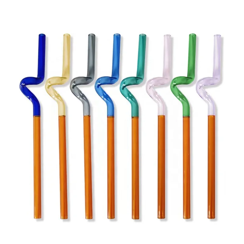 Glass Straws Colorful Glass Stirring Bar Juice Tea Coffee Cocktails Lemonade Stirring Rod for Smoothies Reusable Glass Straws