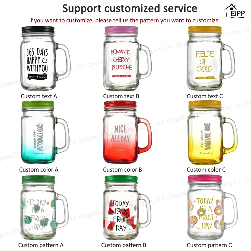 Mason Jar Print Embossed Glass Logo Wide Mouth Mini 4oz 8oz 16oz Multifunction Party Beverage Modern 1000 Ml Glass Jar Custom