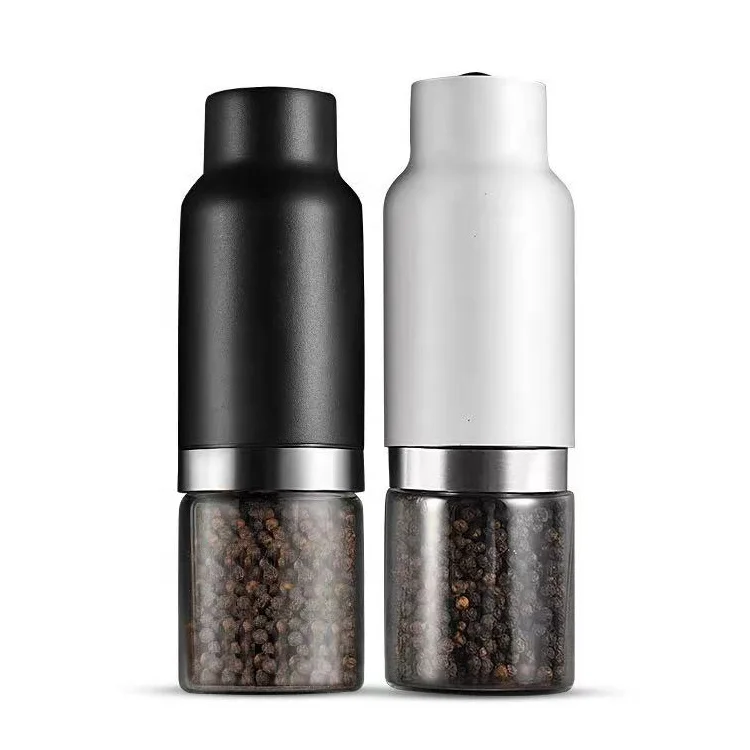 Food Grade Kitchen Tools Adjustable Coarseness Electric Automatic Spice Grinder Bottle with Led Light